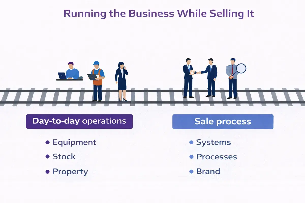 running the business while selling the business diagram created by Future business brokers