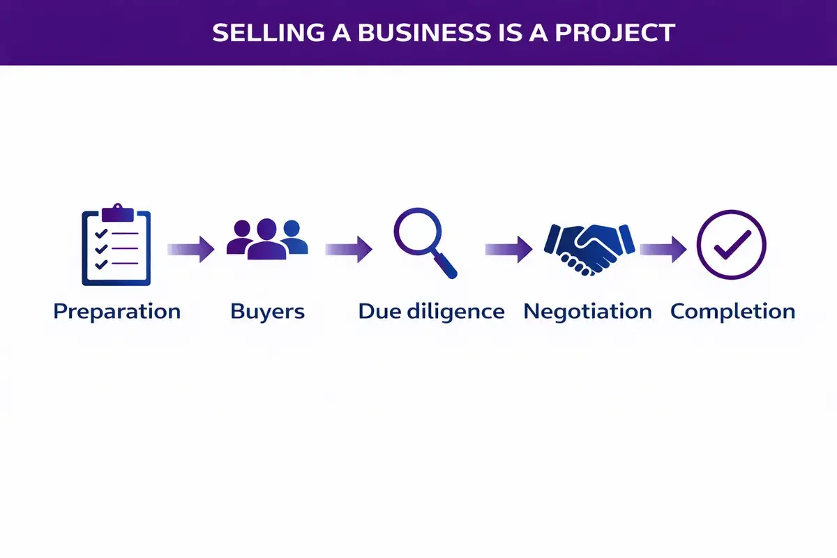 Selling a business is a project infographic by future business brokers pty ltd Melbourne