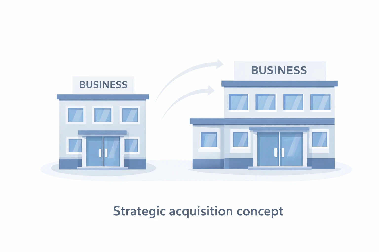 Illustration showing one business integrating into another to represent strategic acquisition and expansion in a business sale context
